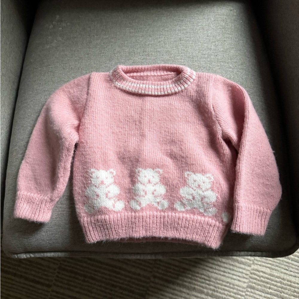Vintage Pink Teddy Bear Sweater